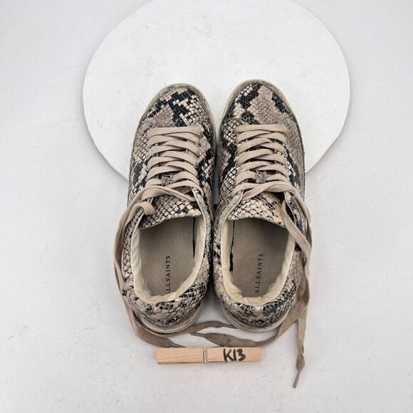 All Saints Trish Women Size EU 38 US 8 Beige Leather Snakeskin Print Shoe - Picture 11 of 14